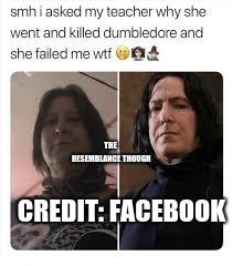 THE RESEMBLANCE THOUGH; CREDIT: FACEBOOK | image tagged in memes,severus snape,teacher,school | made w/ Imgflip meme maker