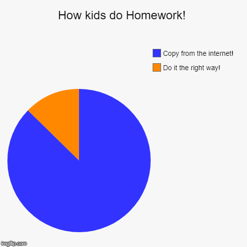 How kids do Homework! | Do it the right way!, Copy from the internet! | image tagged in funny,pie charts | made w/ Imgflip chart maker
