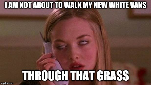 I AM NOT ABOUT TO WALK MY NEW WHITE VANS THROUGH THAT GRASS | made w/ Imgflip meme maker