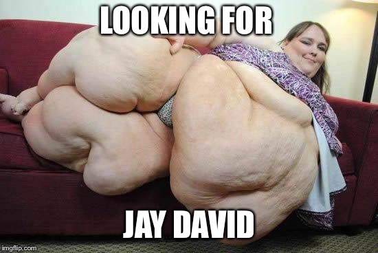 fat girl | LOOKING FOR; JAY DAVID | image tagged in fat girl | made w/ Imgflip meme maker