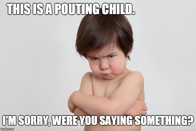 THIS IS A POUTING CHILD. I'M SORRY, WERE YOU SAYING SOMETHING? | made w/ Imgflip meme maker