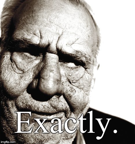 Skeptical old man | Exactly. | image tagged in skeptical old man | made w/ Imgflip meme maker