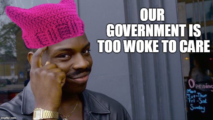 Roll Safe Think About It Meme | OUR GOVERNMENT IS TOO WOKE TO CARE | image tagged in memes,roll safe think about it | made w/ Imgflip meme maker