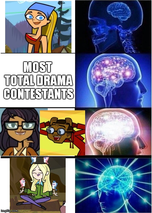 From Braindead Lindsay to Godly Wisdom | MOST TOTAL DRAMA CONTESTANTS | image tagged in memes,expanding brain,total drama,intelligence | made w/ Imgflip meme maker