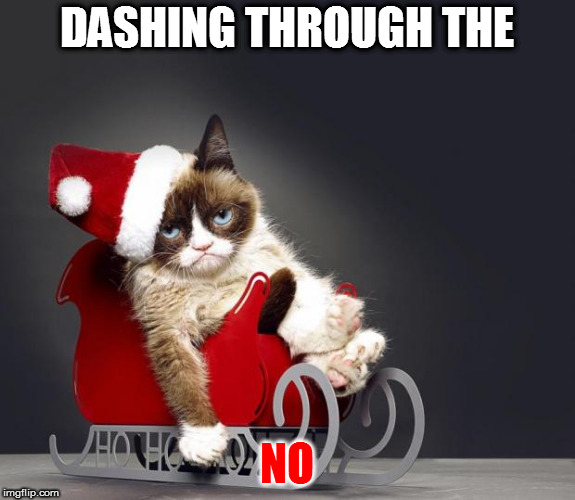 I'll jingle your bells... |  DASHING THROUGH THE; NO | image tagged in grumpy cat christmas hd,memes,christmas | made w/ Imgflip meme maker