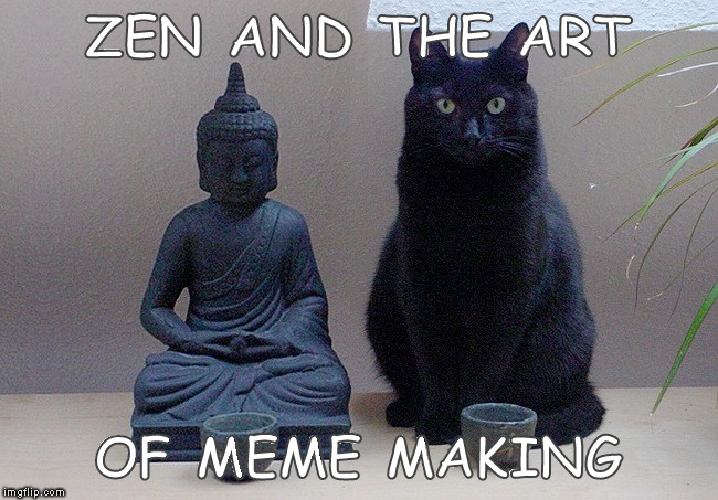 serenity & tranquility | ZEN AND THE ART; OF MEME MAKING | image tagged in zen cat,memes,the art of the meme | made w/ Imgflip meme maker