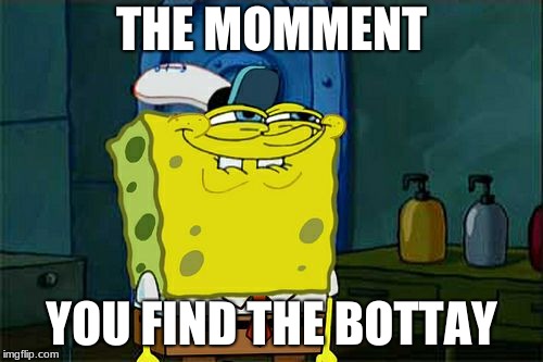 Don't You Squidward | THE MOMMENT; YOU FIND THE BOTTAY | image tagged in memes,dont you squidward | made w/ Imgflip meme maker