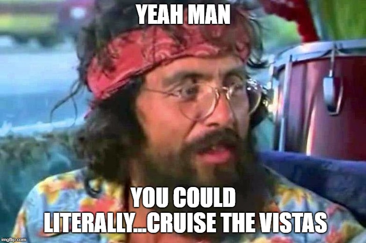 Tommy Chong | YEAH MAN YOU COULD LITERALLY...CRUISE THE VISTAS | image tagged in tommy chong | made w/ Imgflip meme maker