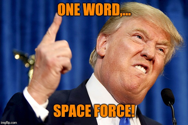 Donald Trump | ONE WORD,... SPACE FORCE! | image tagged in donald trump | made w/ Imgflip meme maker