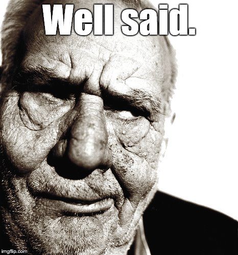 Skeptical old man | Well said. | image tagged in skeptical old man | made w/ Imgflip meme maker