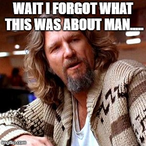 Confused Lebowski | WAIT I FORGOT WHAT THIS WAS ABOUT MAN..... | image tagged in memes,confused lebowski | made w/ Imgflip meme maker