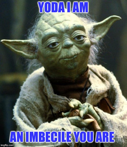 Star Wars Yoda Meme | YODA I AM AN IMBECILE YOU ARE | image tagged in memes,star wars yoda | made w/ Imgflip meme maker