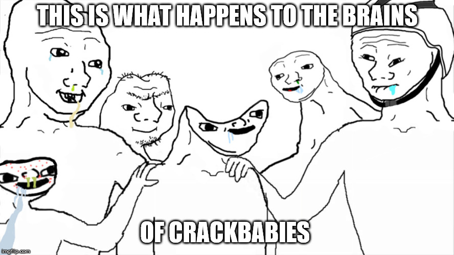 Brainlet | THIS IS WHAT HAPPENS TO THE BRAINS; OF CRACKBABIES | image tagged in brainlet,memes,crack | made w/ Imgflip meme maker