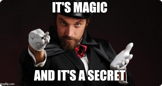 Household Magician | IT'S MAGIC AND IT'S A SECRET | image tagged in household magician | made w/ Imgflip meme maker