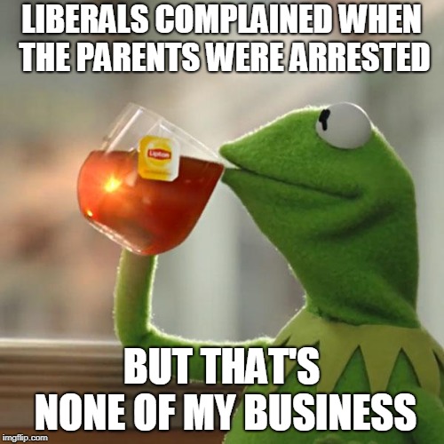 But That's None Of My Business Meme | LIBERALS COMPLAINED WHEN THE PARENTS WERE ARRESTED BUT THAT'S NONE OF MY BUSINESS | image tagged in memes,but thats none of my business,kermit the frog | made w/ Imgflip meme maker
