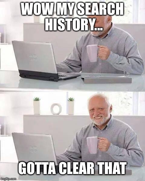 Hide the Pain Harold Meme | WOW MY SEARCH HISTORY... GOTTA CLEAR THAT | image tagged in memes,hide the pain harold | made w/ Imgflip meme maker
