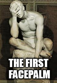 THE FIRST FACEPALM | image tagged in palm | made w/ Imgflip meme maker