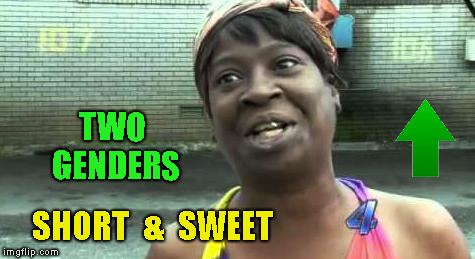 Sweet Brown | TWO GENDERS SHORT  &  SWEET | image tagged in sweet brown | made w/ Imgflip meme maker