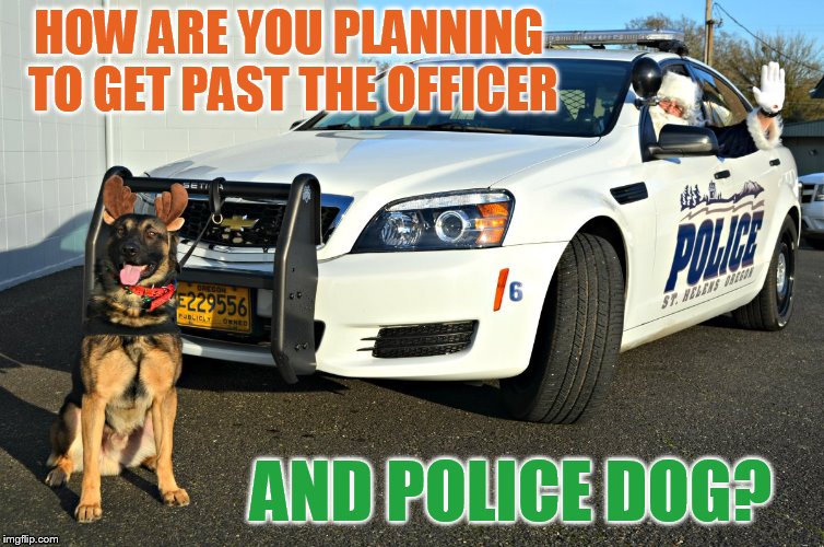 HOW ARE YOU PLANNING TO GET PAST THE OFFICER AND POLICE DOG? | made w/ Imgflip meme maker