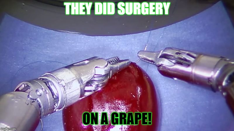 The future is now! | THEY DID SURGERY; ON A GRAPE! | image tagged in meme,they did surgery on a grape | made w/ Imgflip meme maker