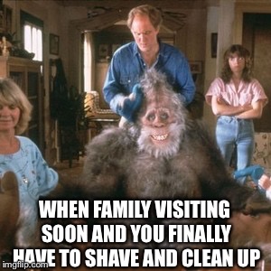 Aw man, stupid holidays lol jk | WHEN FAMILY VISITING SOON AND YOU FINALLY HAVE TO SHAVE AND CLEAN UP | image tagged in xmas,visiting,shaving,funny | made w/ Imgflip meme maker