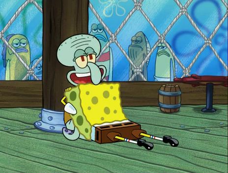 Spongebob giving squidward the succ Blank Meme Template