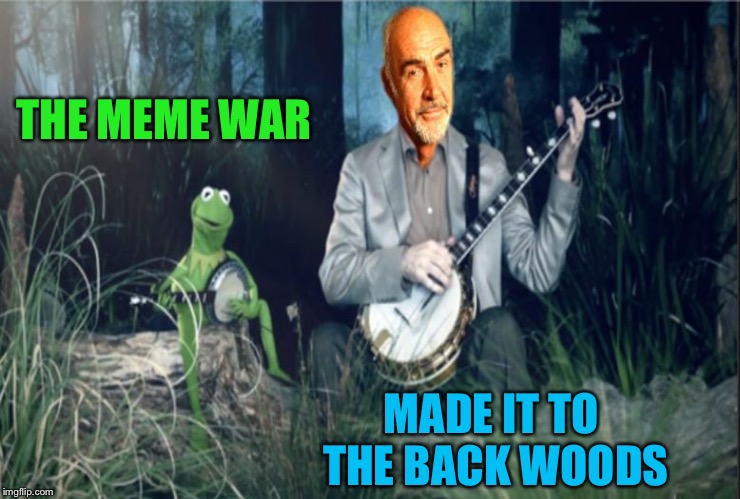 Kermit VS Sean Banjo War | THE MEME WAR MADE IT TO THE BACK WOODS | image tagged in kermit vs sean banjo war | made w/ Imgflip meme maker