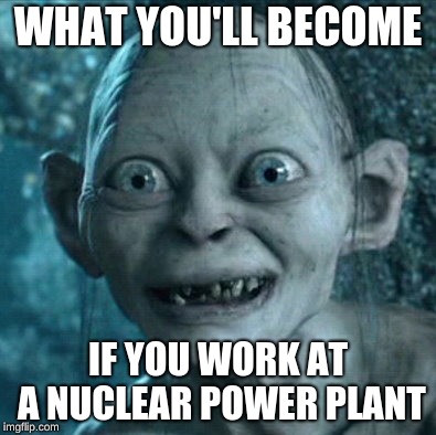 Gollum Meme | WHAT YOU'LL BECOME; IF YOU WORK AT A NUCLEAR POWER PLANT | image tagged in memes,gollum | made w/ Imgflip meme maker