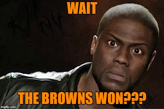 Kevin Hart Meme | WAIT; THE BROWNS WON??? | image tagged in memes,kevin hart | made w/ Imgflip meme maker