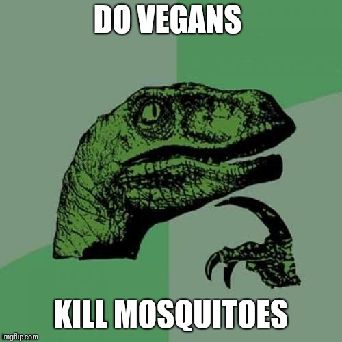 Philosoraptor | DO VEGANS; KILL MOSQUITOES | image tagged in memes,philosoraptor | made w/ Imgflip meme maker