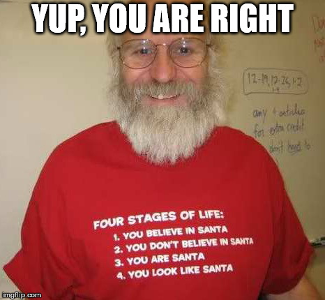 I am on stage 4 | YUP, YOU ARE RIGHT | image tagged in santa claus | made w/ Imgflip meme maker