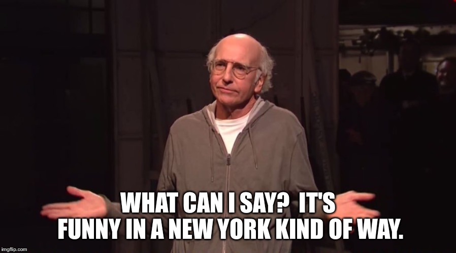 Larry David SNL | WHAT CAN I SAY?  IT'S FUNNY IN A NEW YORK KIND OF WAY. | image tagged in larry david snl | made w/ Imgflip meme maker