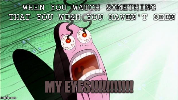 Spongebob My Eyes | WHEN YOU WATCH SOMETHING THAT YOU WISH YOU HAVEN'T SEEN; MY EYES!!!!!!!!!!! | image tagged in spongebob my eyes | made w/ Imgflip meme maker