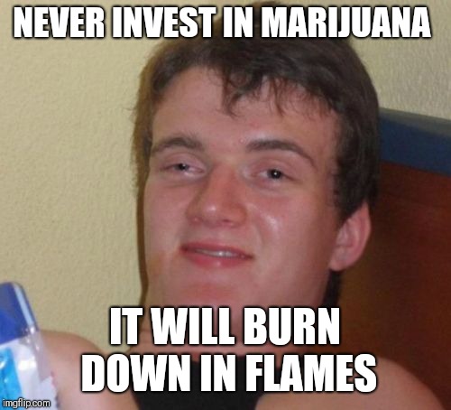 10 Guy Meme | NEVER INVEST IN MARIJUANA; IT WILL BURN DOWN IN FLAMES | image tagged in memes,10 guy | made w/ Imgflip meme maker