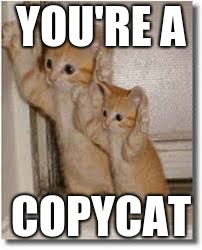 copycat 85% | YOU'RE A COPYCAT | image tagged in copycat 85 | made w/ Imgflip meme maker
