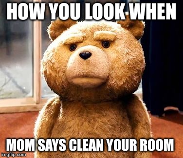 TED | HOW YOU LOOK WHEN; MOM SAYS CLEAN YOUR ROOM | image tagged in memes,ted | made w/ Imgflip meme maker