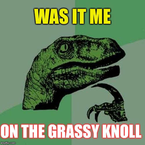 Philosoraptor Meme | WAS IT ME ON THE GRASSY KNOLL | image tagged in memes,philosoraptor | made w/ Imgflip meme maker