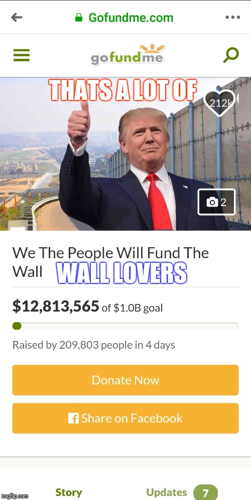 THATS A LOT OF; WALL LOVERS | image tagged in trump wall | made w/ Imgflip meme maker