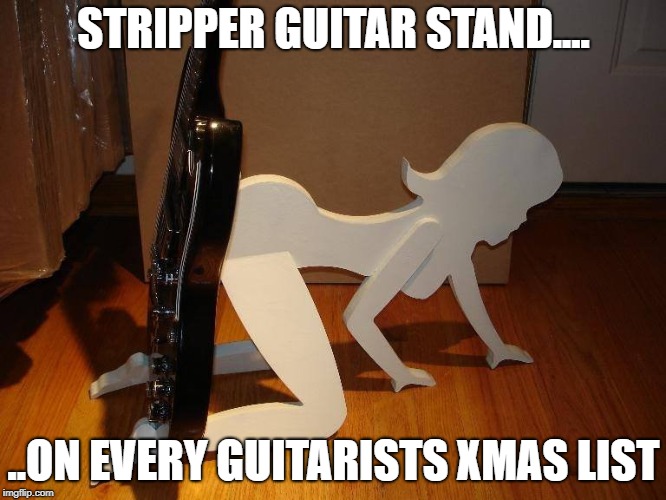 Guitar Stand | STRIPPER GUITAR STAND.... ..ON EVERY GUITARISTS XMAS LIST | image tagged in guitars,strippers | made w/ Imgflip meme maker