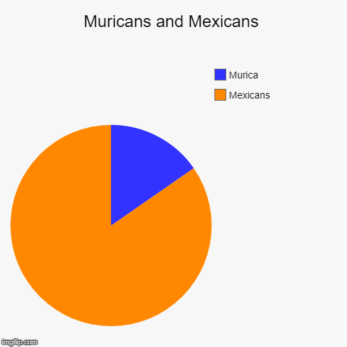 Muricans and Mexicans | Mexicans, Murica | image tagged in funny,pie charts | made w/ Imgflip chart maker