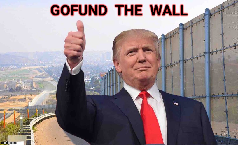 Link is in the comments | GOFUND  THE  WALL | image tagged in trump wall,gofundme,wall | made w/ Imgflip meme maker