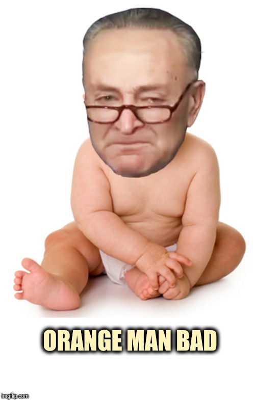 Chuck Schumer baby | ORANGE MAN BAD | image tagged in chuck schumer baby | made w/ Imgflip meme maker