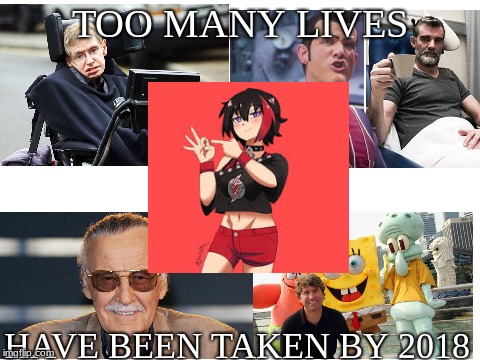 Too Many  | TOO MANY LIVES; HAVE BEEN TAKEN BY 2018 | image tagged in blank white template | made w/ Imgflip meme maker