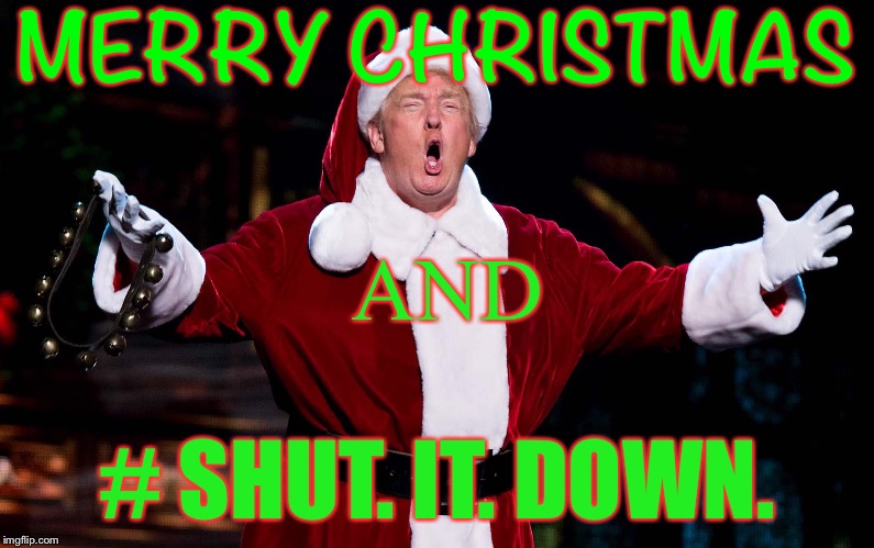 $5 billion or we have a shut down, which most American people realize, doesn’t efffect ANYONE | MERRY CHRISTMAS; AND; # SHUT. IT. DOWN. | image tagged in maga | made w/ Imgflip meme maker