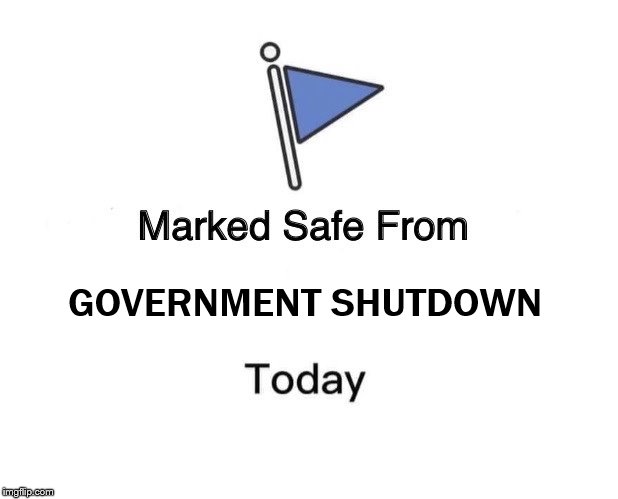 Marked Safe From Meme | GOVERNMENT SHUTDOWN | image tagged in marked safe from facebook meme template | made w/ Imgflip meme maker