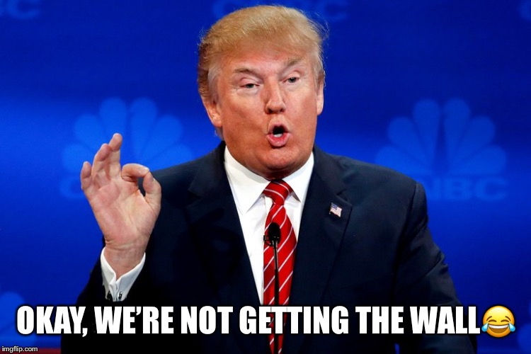 We’re Not Getting The Wall | OKAY, WE’RE NOT GETTING THE WALL😂 | image tagged in donald trump,the wall,immigration,trump shutdown,trump tantrum,lol | made w/ Imgflip meme maker