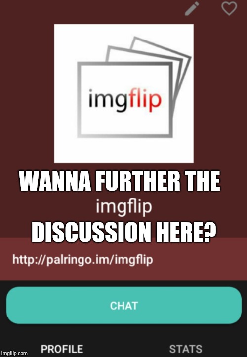 PalRingo | WANNA FURTHER THE DISCUSSION HERE? | image tagged in palringo | made w/ Imgflip meme maker