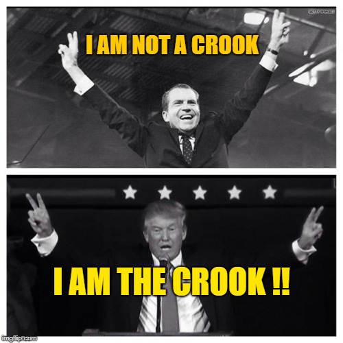Trump Nixon | I AM NOT A CROOK; I AM THE CROOK !! | image tagged in trump nixon | made w/ Imgflip meme maker