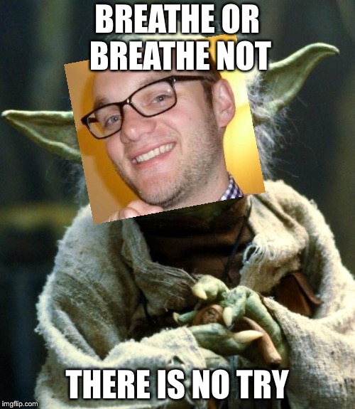 Star Wars Yoda Meme | BREATHE OR BREATHE NOT; THERE IS NO TRY | image tagged in memes,star wars yoda | made w/ Imgflip meme maker