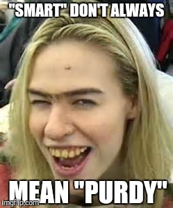 ugly girl | "SMART" DON'T ALWAYS MEAN "PURDY" | image tagged in ugly girl | made w/ Imgflip meme maker